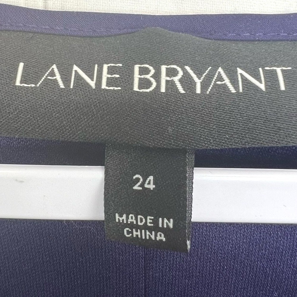 Lane Bryant Pleated Tank Top Navy Blue Metallic Dot Tassel Tie Blouse Size 24 - Picture 2 of 11
